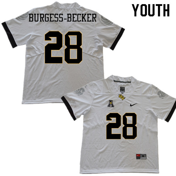Youth #28 Shawn Burgess-Becker UCF Knights College Football Jerseys Sale-White